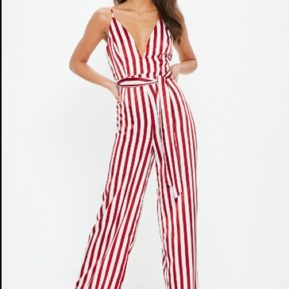 jumpsuit red and white